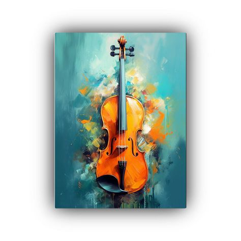 Cuadro Lienzo Arte Urbano Estilo Violín Pintura 40x50cm-0