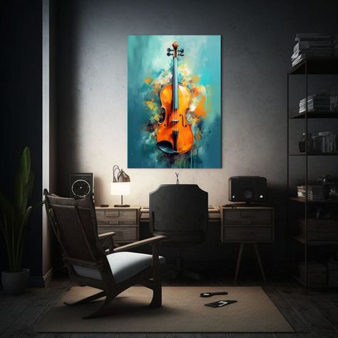 Cuadro Lienzo Arte Urbano Estilo Violín Pintura 40x50cm-2