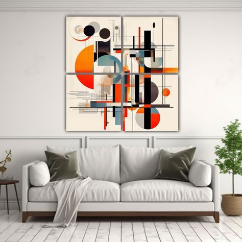 4 Composiciones Simetría Bauhaus Art Nouveau 200x200 Cm-2