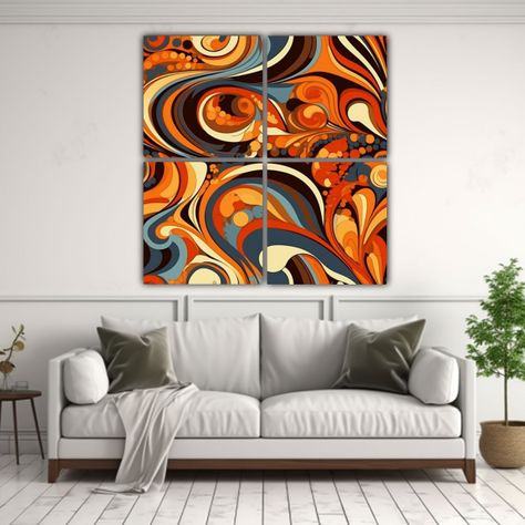 Lienzos Cuadro Gama Colores Abstracta 70s 200x200 Cm-2