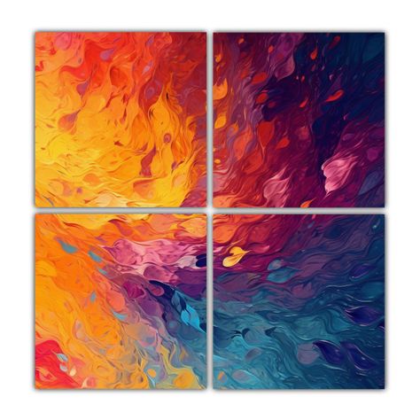 Cuatro Artes De Pared Tema Dormitorio Texturas 200x200 Cm-0