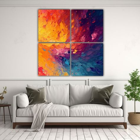 Cuatro Artes De Pared Tema Dormitorio Texturas 200x200 Cm-2