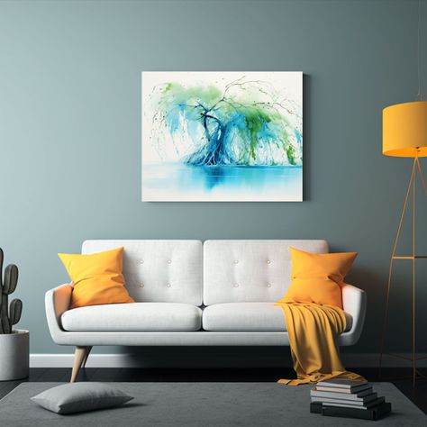 Cuadro Abstracto Alegre En Tonos Turquesa Y Azul. 90x60cm-2