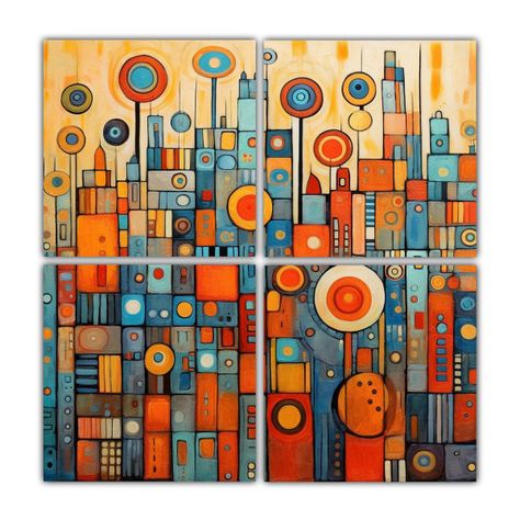 Cuadro Decorativo Profundidad Estilo Hundertwasser 200x200 Cm-0