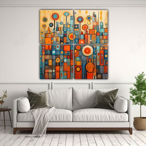 Cuadro Decorativo Profundidad Estilo Hundertwasser 200x200 Cm-2