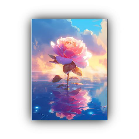 Cuadro Bule Cielo Fondo Nube Rosa Floreciendo 60x90cm-0