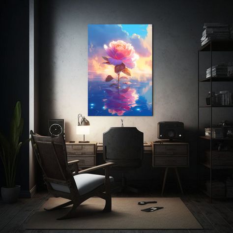Cuadro Bule Cielo Fondo Nube Rosa Floreciendo 60x90cm-2