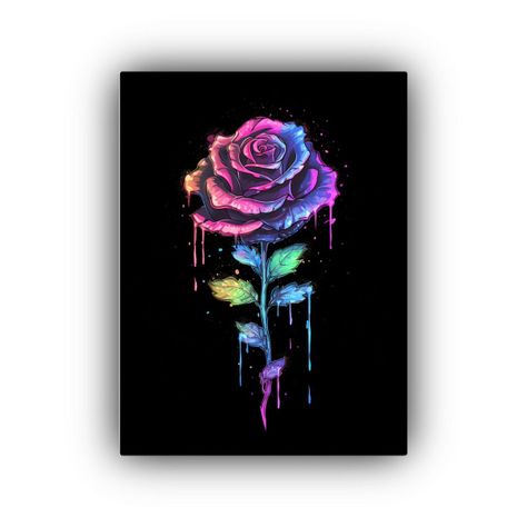 Cuadro Moderno De Esquema De Pixel Art De Rosa 50x75cm-0
