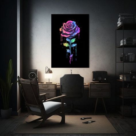 Cuadro Moderno De Esquema De Pixel Art De Rosa 50x75cm-2