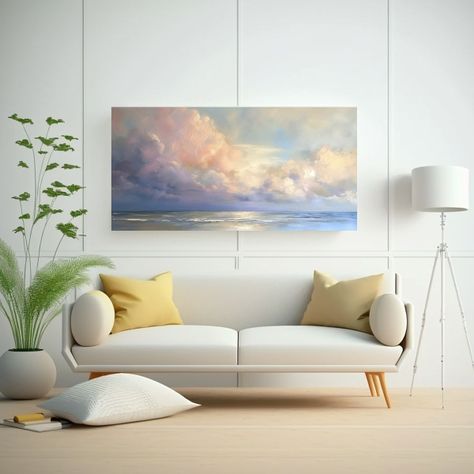 Pintura Acrílica Sencilla De Nubes Tormentosas 40x20cm-2
