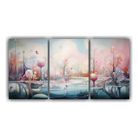 Pinturas Abstractas Surrealistas En Lienzo Set 2 90x45 Cm-0