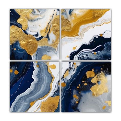 Pinturas Decorativas Abstractas En Lienzo Azul 200x200 Cm-0
