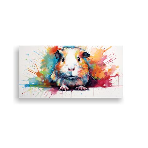 Cuadro Guinea Pigs Acuarela Líneas Finas Neo Pop  80x40cm-0