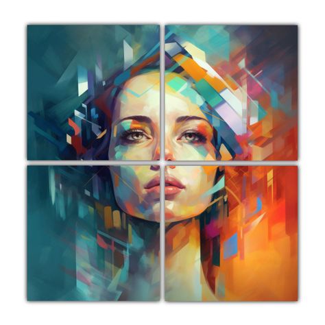 Lienzos Decorativos Con Rostro De Mujer Cubierto 40x40 Cm-0
