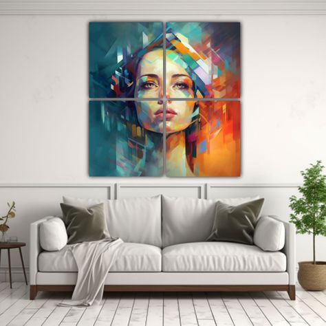 Lienzos Decorativos Con Rostro De Mujer Cubierto 40x40 Cm-2