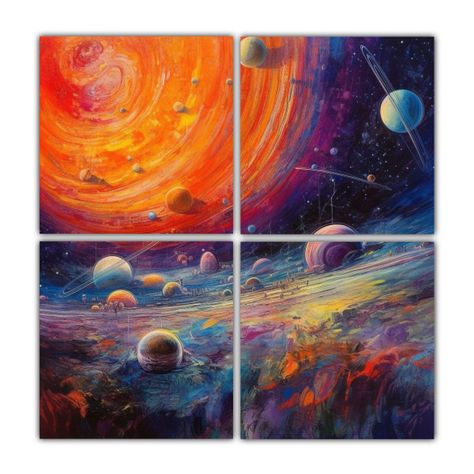 Pinturas Abstractas Fantásticas De Cuatro Artes: 200x200 Cm-0