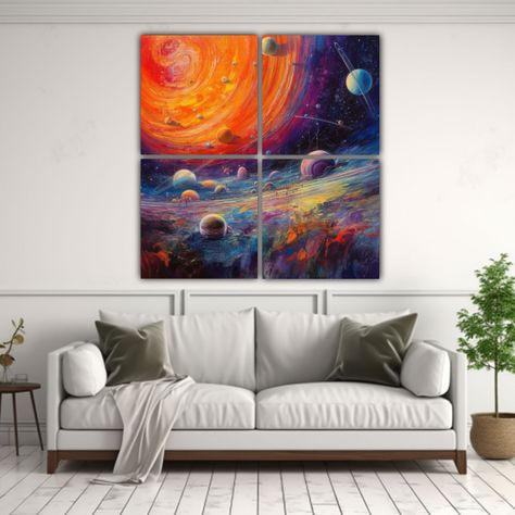 Pinturas Abstractas Fantásticas De Cuatro Artes: 200x200 Cm-2