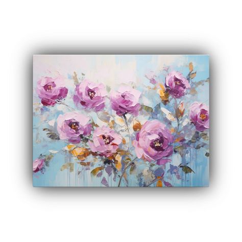 Obra Gráfica Floral En Bastidor: Arte Turquesa Y Rosa En Li 90x60cm-0