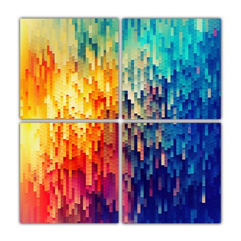 Cuatro Lienzos Decorativos Con Efecto Pixel 180x180 Cm-0