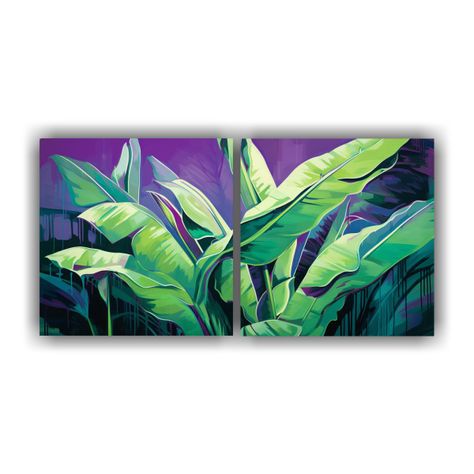Díptico Tonos Temática A Banana Tree En Colores 40x20 Cm-0