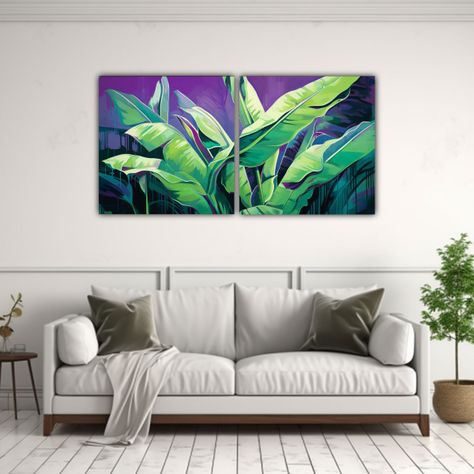 Díptico Tonos Temática A Banana Tree En Colores 40x20 Cm-2