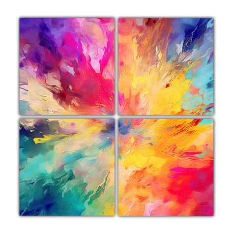 Cuatro Artes De Pared Patron Intenso Exclusivo 160x160 Cm-0