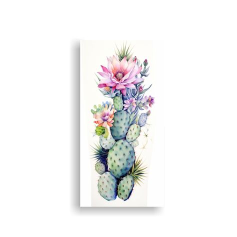 Pinturas De Cactus En Acuarelas Con Movimiento Y A 70x140cm-0