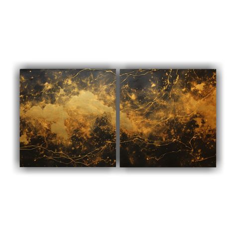 Pinturas Decorativas En Un Fondo Negro Dorado 100x50 Cm-0