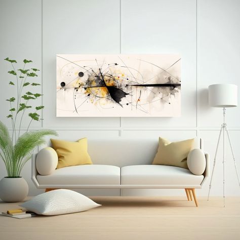 Dibujo Abstracto Moderno Minimalista Con Grafito 140x70 Cm-2