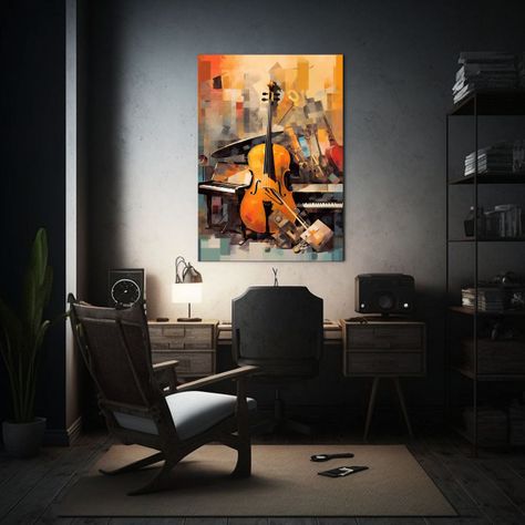 Cuadro De Tela Moderno Con Una Variedad De Instrumentos Musi 40x50cm-2