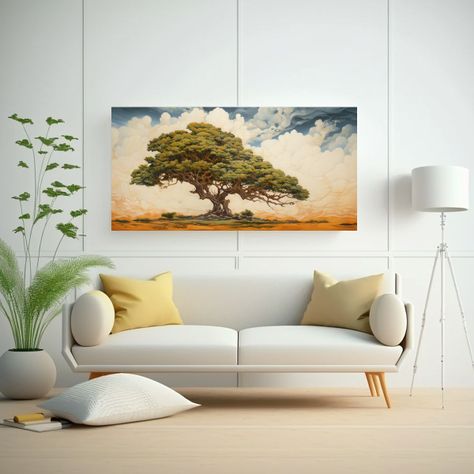 Cuadro Abstracto De Un árbol De Ciprés: 100x50cm-2