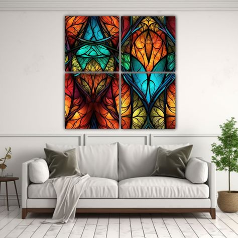 Cuatro Composición Patron Intenso Elegante 160x160 Cm-2