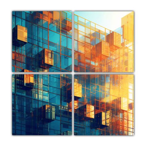 Cuadros Modernos De Interiores Con Ventanas 60x60 Cm-0