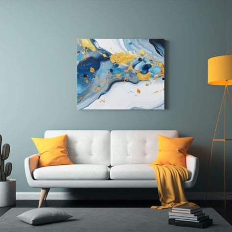 Pintura Abstracta De Mármol En Acrílico: 45x30cm-2