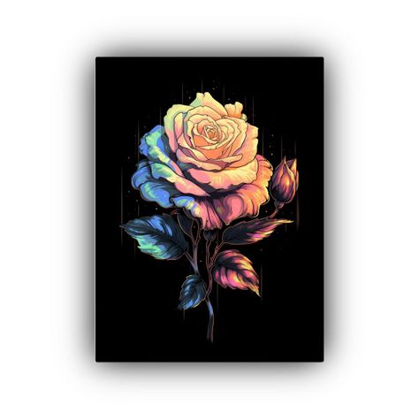 Arte Tema Temática Rosa Negra Arte Pixelado 80x120cm-0