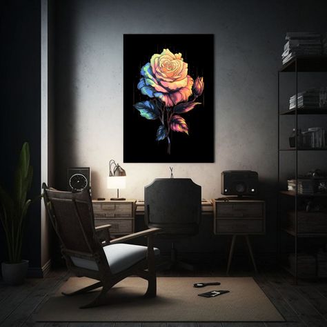 Arte Tema Temática Rosa Negra Arte Pixelado 80x120cm-2