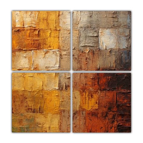 Cuatro Lienzos Patron Intenso Brillante Con 120x120 Cm-0