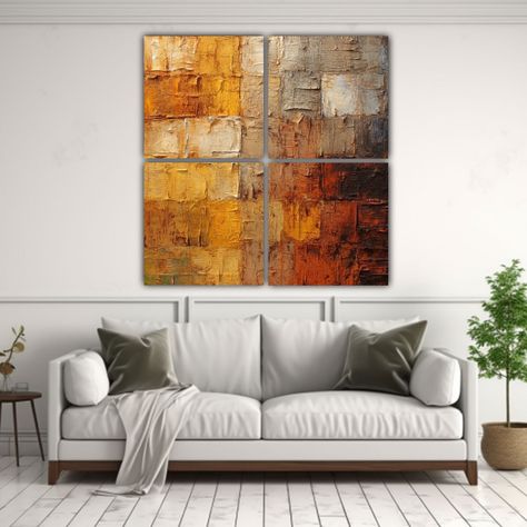 Cuatro Lienzos Patron Intenso Brillante Con 120x120 Cm-2
