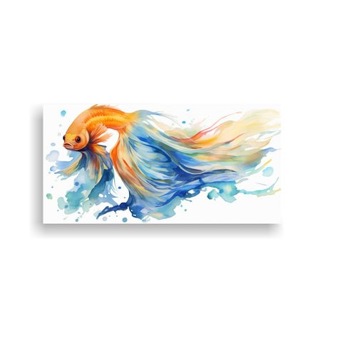 Pintura Acuario Peces Colorida Estilo Acuarela Abs 140x70cm-0