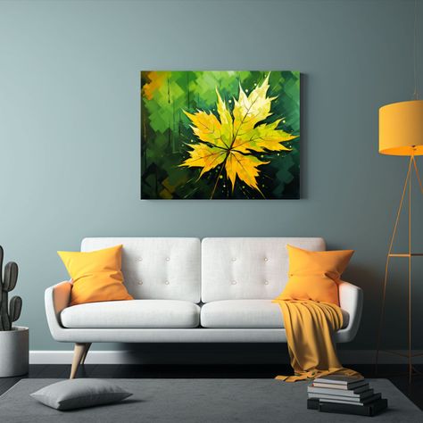 Pinturas De Decoración De Baño Con Hojas De Arce En Amaril 50x40cm-2
