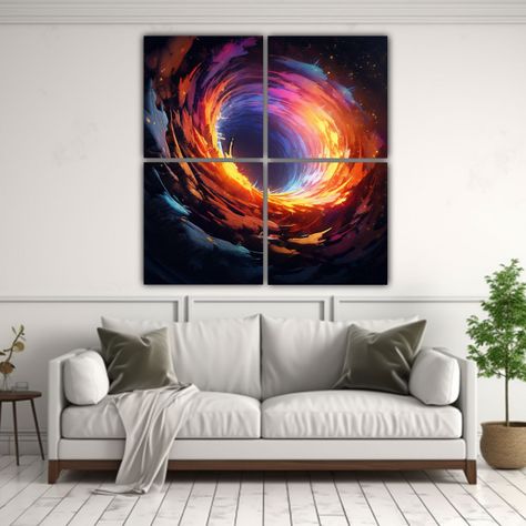Lienzos Acuarela Dormitorio Con Agujero De Gusano 160x160 Cm-2
