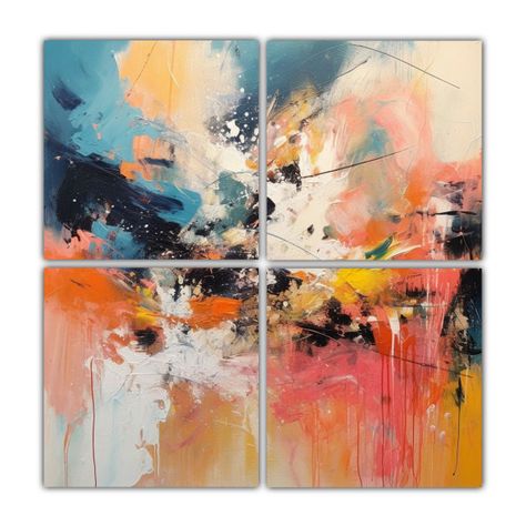 Cuatro Lienzos De Tela Con Finas Líneas Baño K 140x140 Cm-0