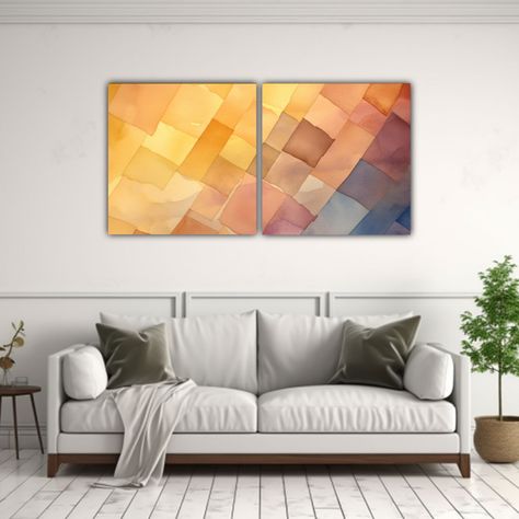 Diptico Composicion Mural En Papel Acuarela 80x40 Cm-2