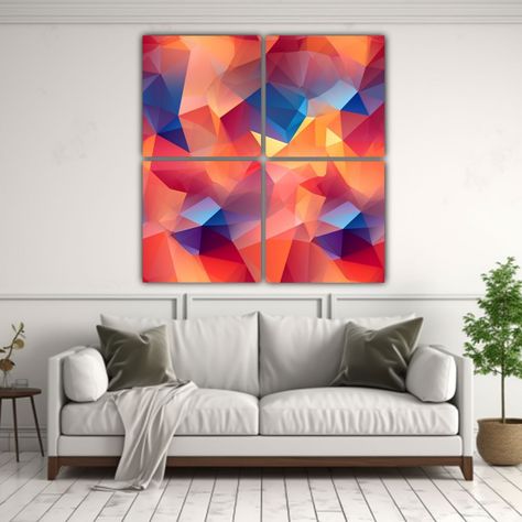 Cuadro Inspirador Polígono Low Poly Patrón 180x180 Cm-2