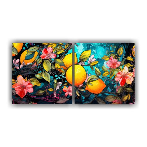 Lienzos Tela Mov. Linda Lemon Tree En Colores 80x40 Cm-0