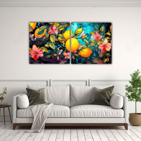 Lienzos Tela Mov. Linda Lemon Tree En Colores 80x40 Cm-2