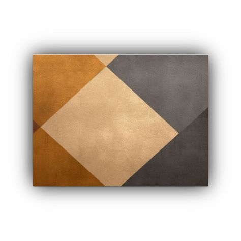 Pintura De Pared Geométrica En Tono Oro Y Beige Con Patrón 60x40cm-0