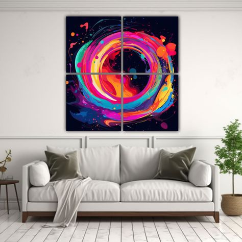 Cuadro Diseño De Baño Con 4 Lienzos Rápidos Y 100x100 Cm-2