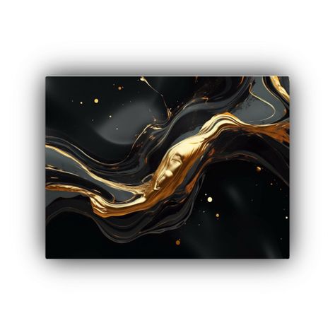 Pintura Abstracta 3D Negro Dorado Textura 120x80cm-0