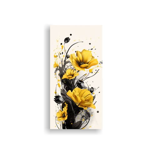 Cuadro Acuarela Baño Yellow AND Black Colors Neon 50x100cm-0